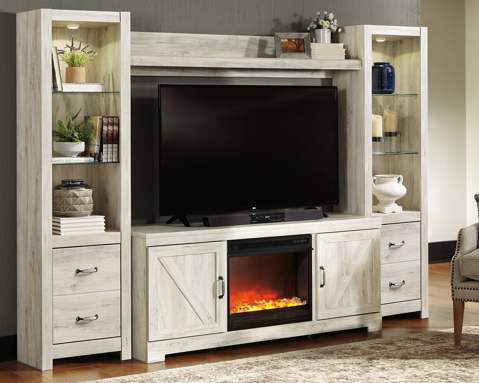 Bellaby 4-Piece Entertainment Center with Fireplace Furniture Mart -  online today or in-store at our location in Duluth, Ga. Furniture Mart Georgia. View our lowest price today. Shop Now. 