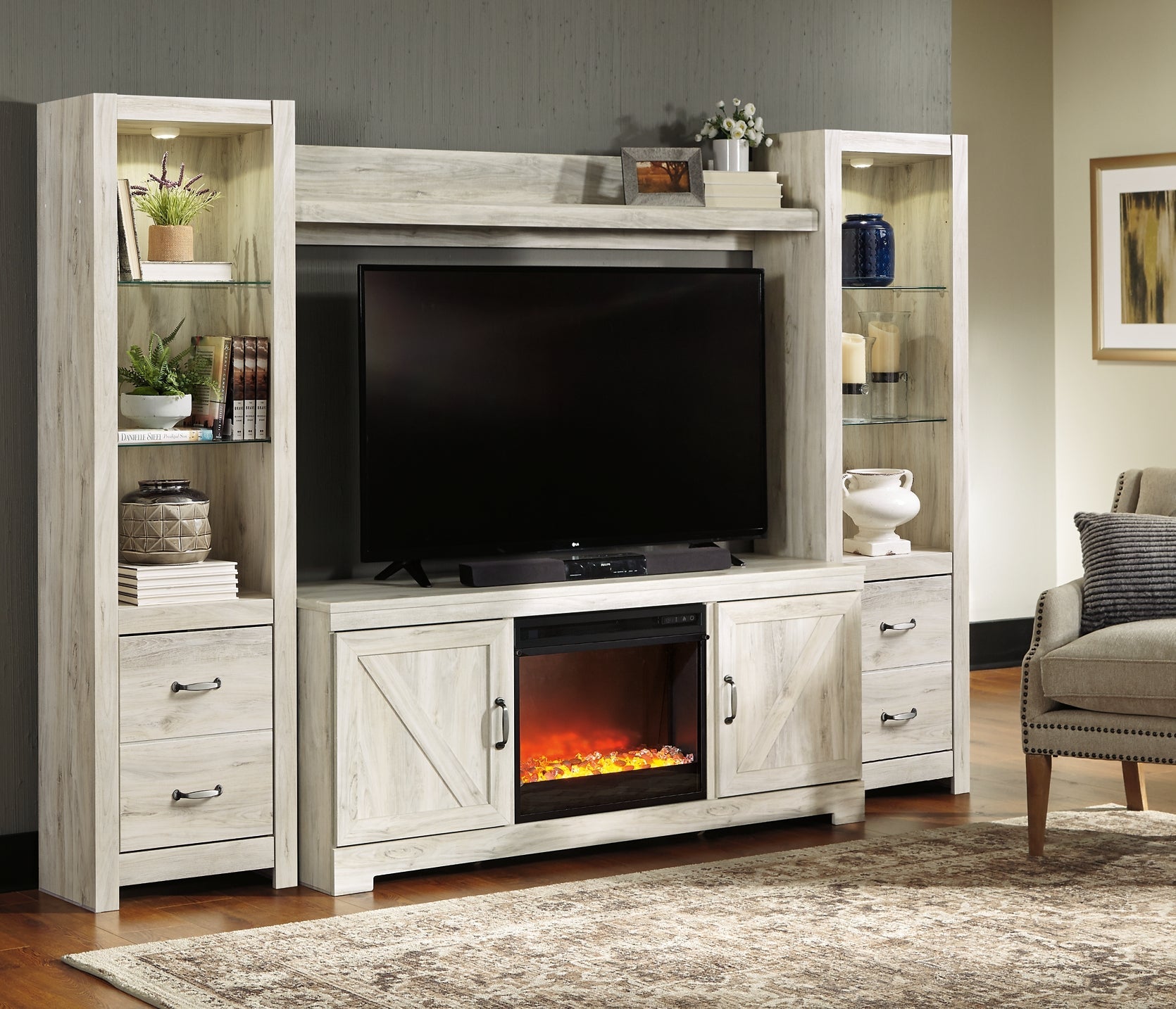 Bellaby 4-Piece Entertainment Center with Fireplace Furniture Mart -  online today or in-store at our location in Duluth, Ga. Furniture Mart Georgia. View our lowest price today. Shop Now. 