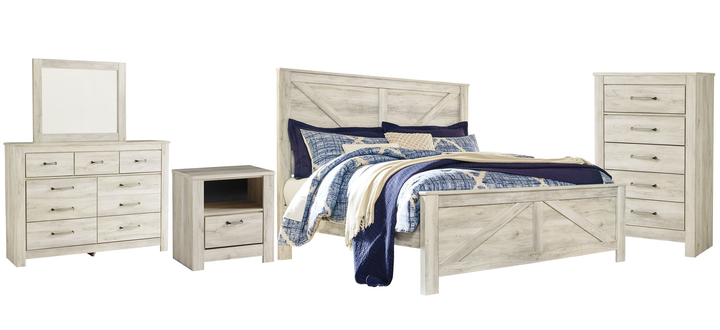 Bellaby Queen Crossbuck Panel Bed with Mirrored Dresser, Chest and Nightstand Furniture Mart -  online today or in-store at our location in Duluth, Ga. Furniture Mart Georgia. View our lowest price today. Shop Now. 