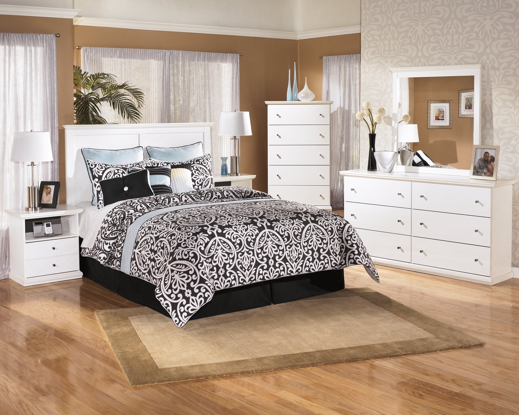 Bostwick Shoals Queen/Full Panel Headboard with Mirrored Dresser, Chest and Nightstand Furniture Mart -  online today or in-store at our location in Duluth, Ga. Furniture Mart Georgia. View our lowest price today. Shop Now. 
