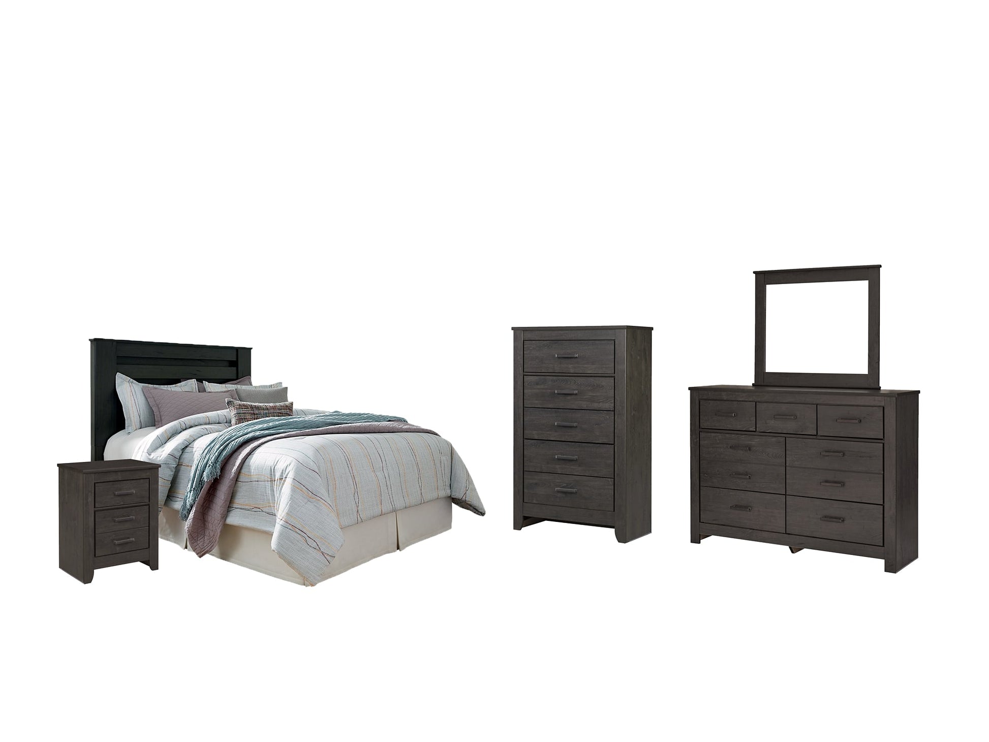 Brinxton King/California King Panel Headboard with Mirrored Dresser, Chest and Nightstand Furniture Mart -  online today or in-store at our location in Duluth, Ga. Furniture Mart Georgia. View our lowest price today. Shop Now. 