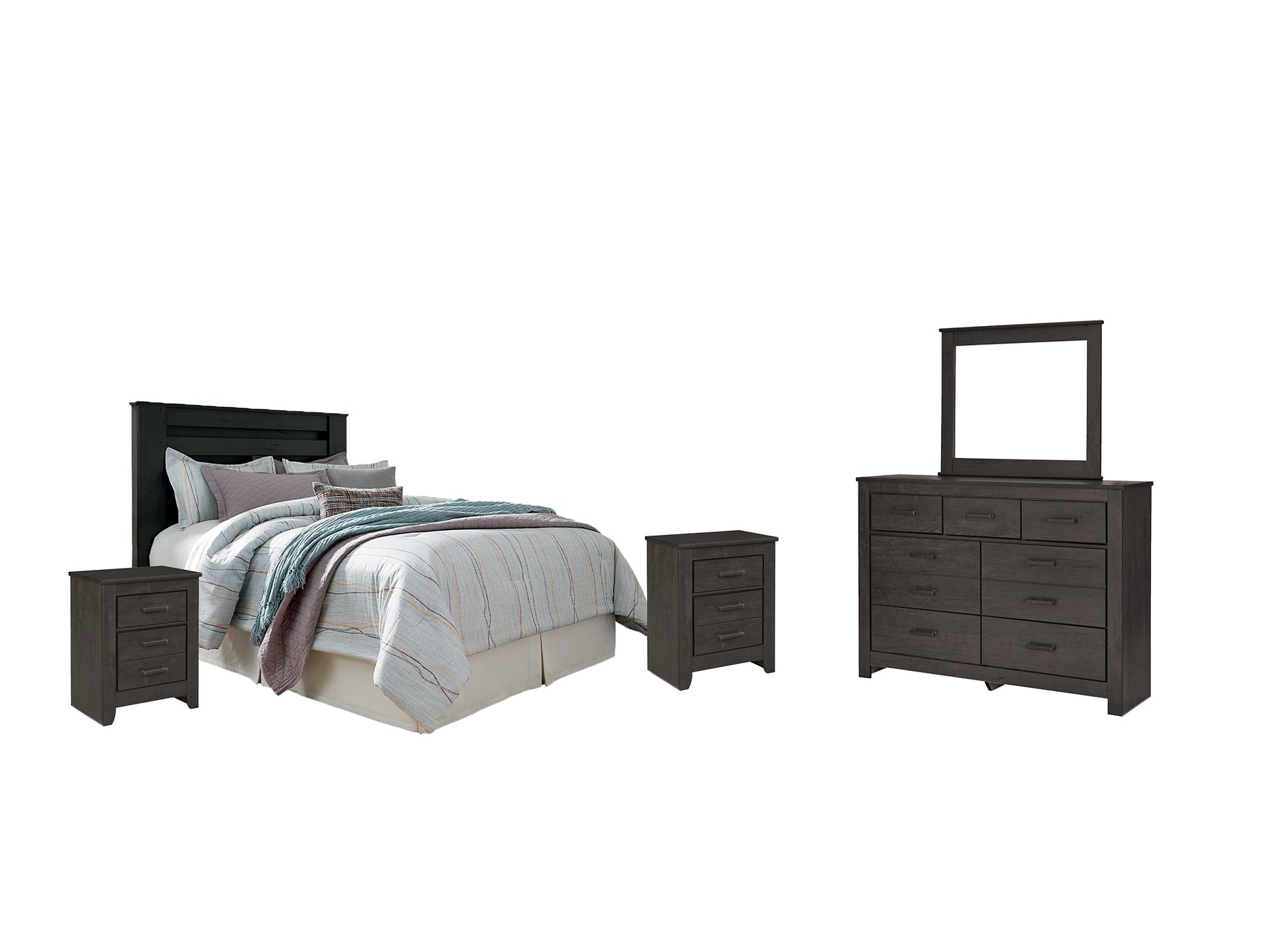 Brinxton King/California King Panel Headboard with Mirrored Dresser and 2 Nightstands Furniture Mart -  online today or in-store at our location in Duluth, Ga. Furniture Mart Georgia. View our lowest price today. Shop Now. 