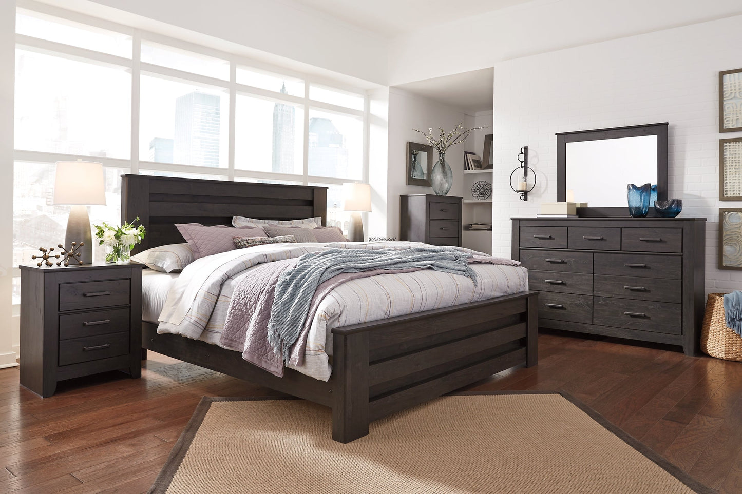 Brinxton King Panel Bed with Mirrored Dresser Furniture Mart -  online today or in-store at our location in Duluth, Ga. Furniture Mart Georgia. View our lowest price today. Shop Now. 