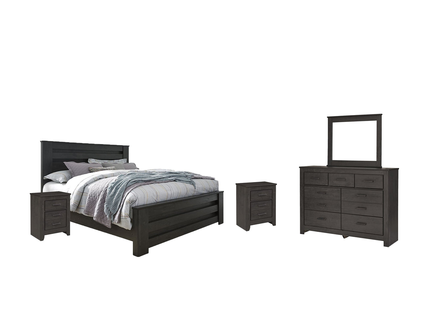 Brinxton King Panel Bed with Mirrored Dresser and 2 Nightstands Furniture Mart -  online today or in-store at our location in Duluth, Ga. Furniture Mart Georgia. View our lowest price today. Shop Now. 