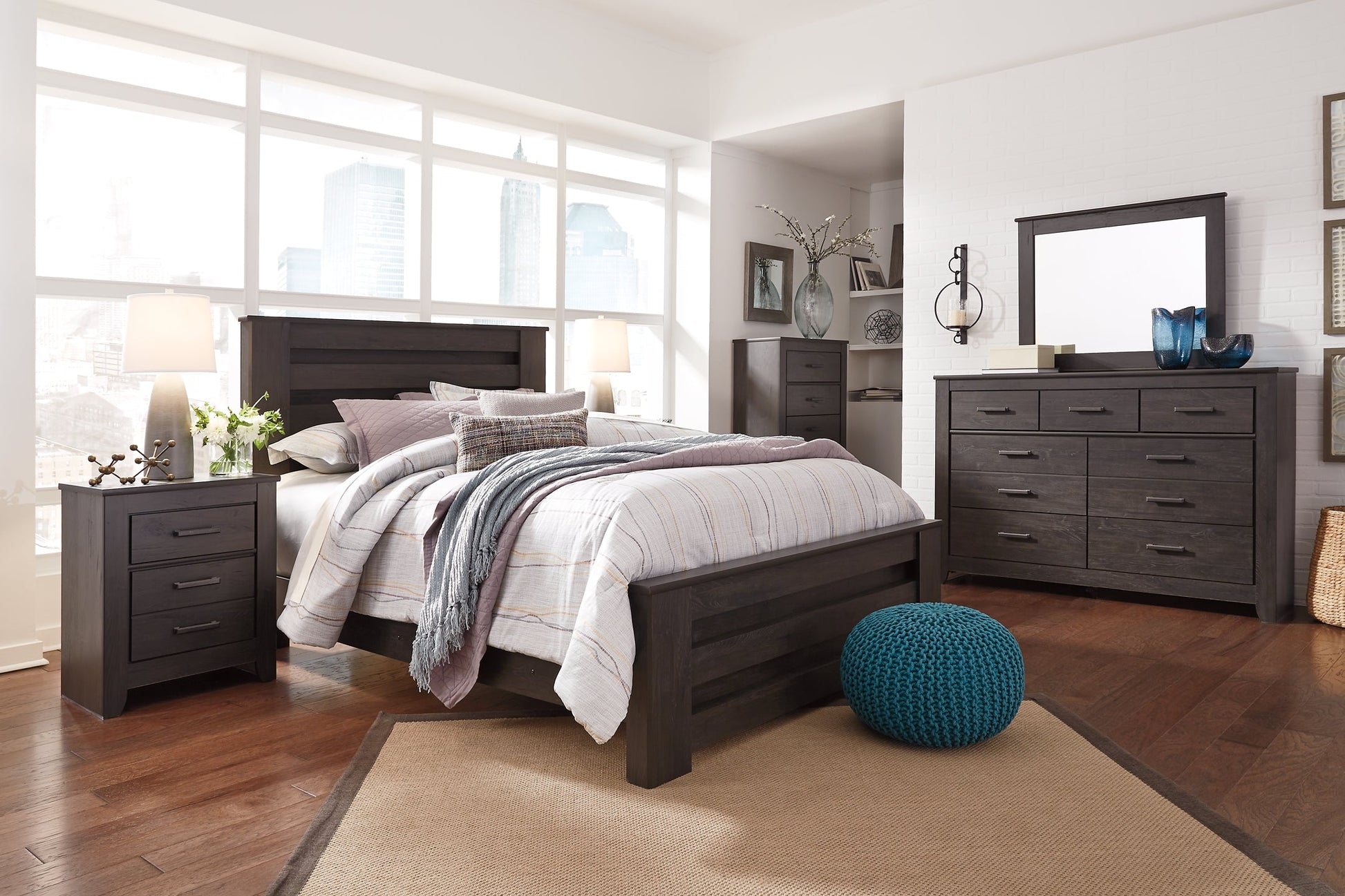 Brinxton Queen Panel Bed with Mirrored Dresser, Chest and Nightstand Furniture Mart -  online today or in-store at our location in Duluth, Ga. Furniture Mart Georgia. View our lowest price today. Shop Now. 