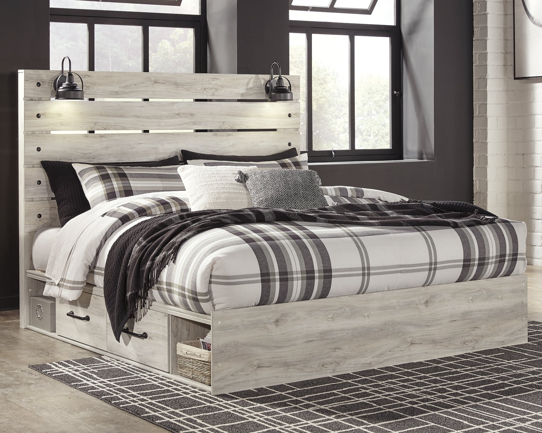 Cambeck King Panel Bed with 2 Storage Drawers with Mirrored Dresser, Chest and Nightstand Furniture Mart -  online today or in-store at our location in Duluth, Ga. Furniture Mart Georgia. View our lowest price today. Shop Now. 