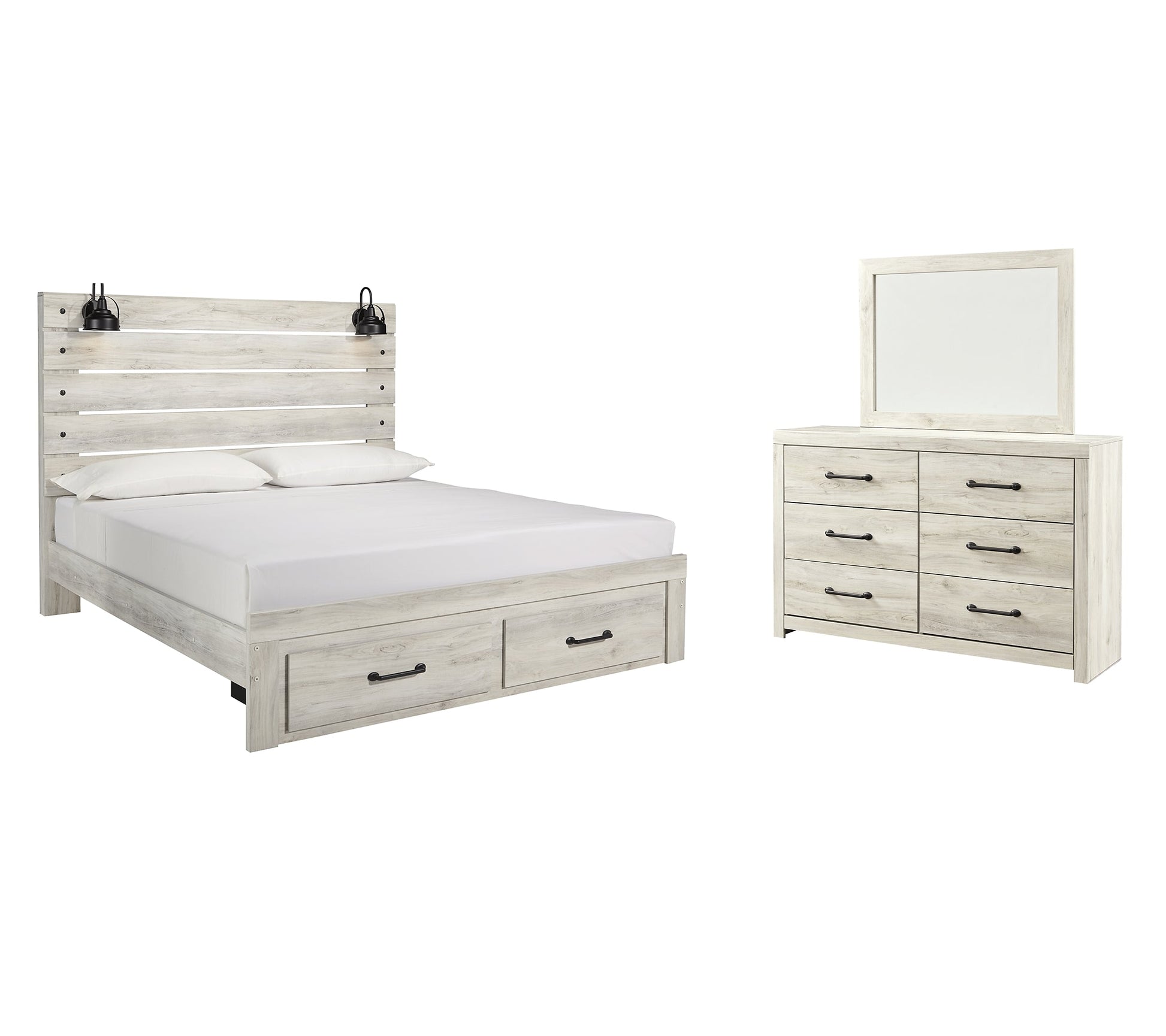 Cambeck King Panel Bed with 2 Storage Drawers with Mirrored Dresser Furniture Mart -  online today or in-store at our location in Duluth, Ga. Furniture Mart Georgia. View our lowest price today. Shop Now. 