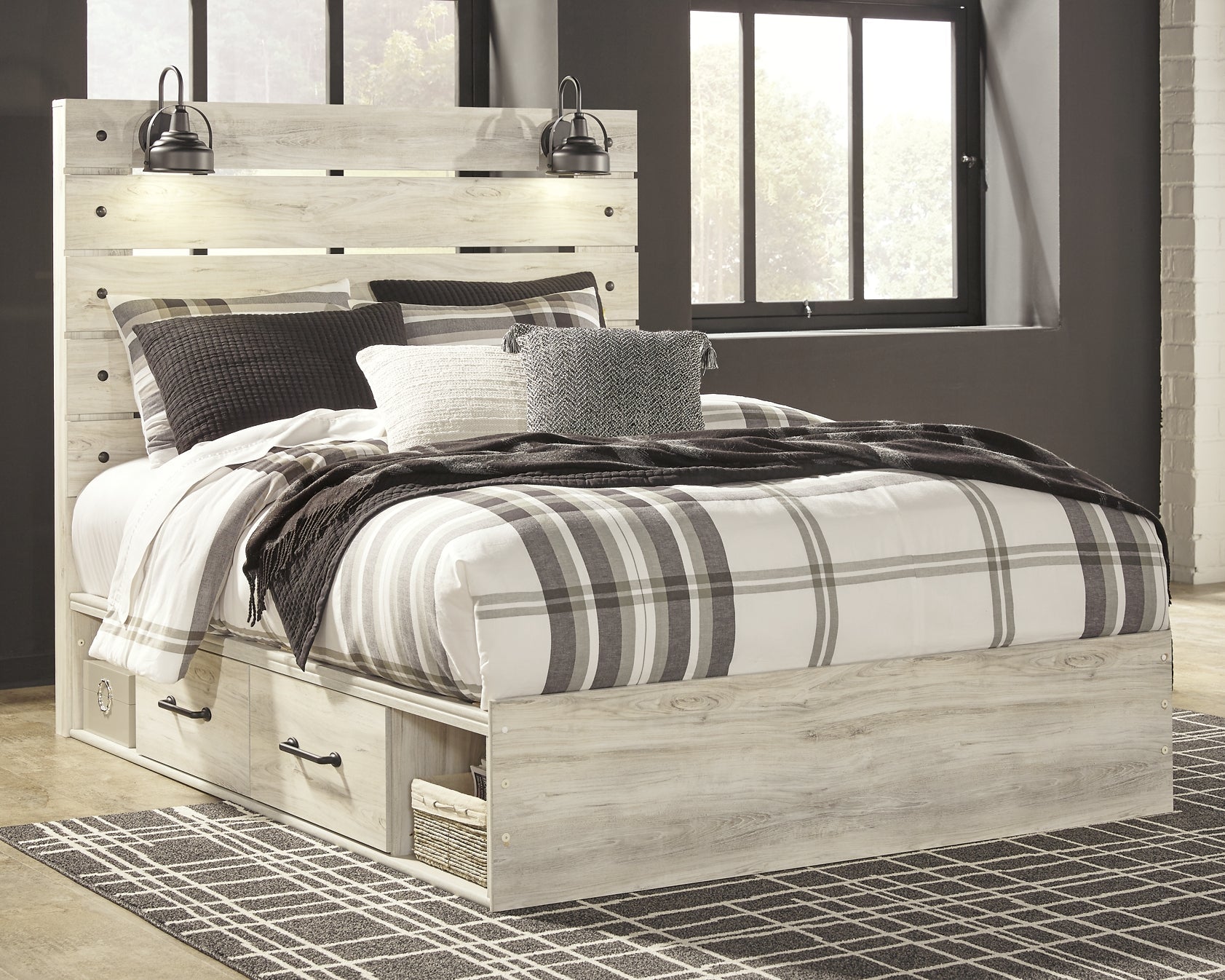 Cambeck Queen Panel Bed with 2 Storage Drawers with Mirrored Dresser and Nightstand Furniture Mart -  online today or in-store at our location in Duluth, Ga. Furniture Mart Georgia. View our lowest price today. Shop Now. 