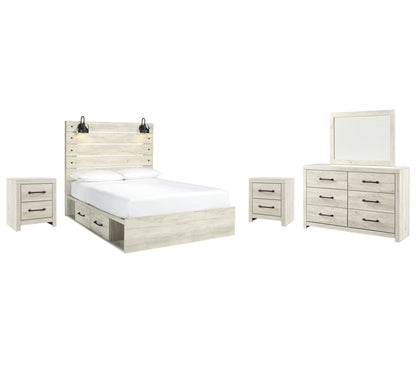 Cambeck Queen Panel Bed with 4 Storage Drawers with Mirrored Dresser and 2 Nightstands Furniture Mart -  online today or in-store at our location in Duluth, Ga. Furniture Mart Georgia. View our lowest price today. Shop Now. 