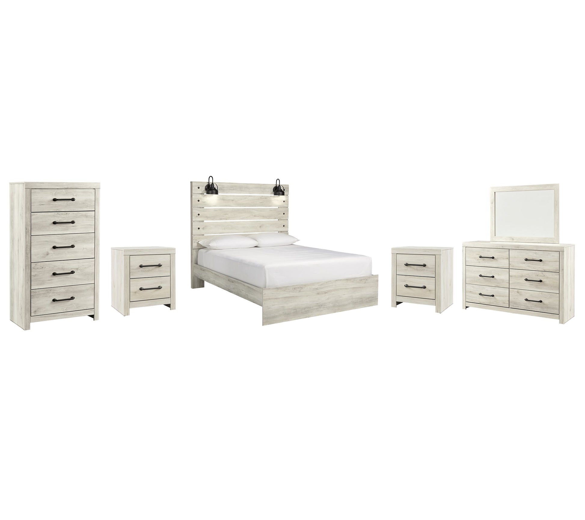 Cambeck Queen Panel Bed with Mirrored Dresser, Chest and 2 Nightstands Furniture Mart -  online today or in-store at our location in Duluth, Ga. Furniture Mart Georgia. View our lowest price today. Shop Now. 