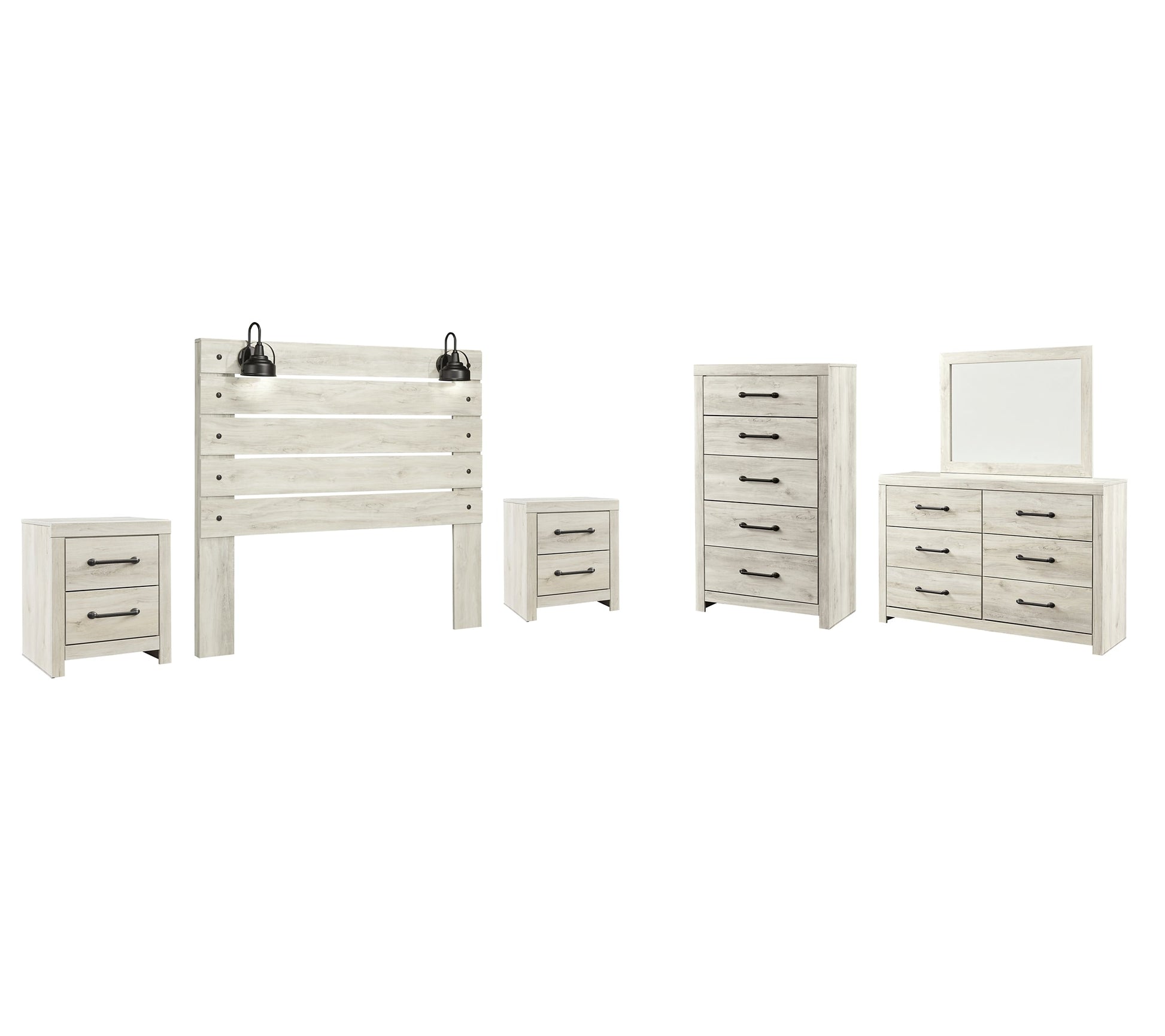 Cambeck Queen Panel Headboard with Mirrored Dresser, Chest and 2 Nightstands Furniture Mart -  online today or in-store at our location in Duluth, Ga. Furniture Mart Georgia. View our lowest price today. Shop Now. 