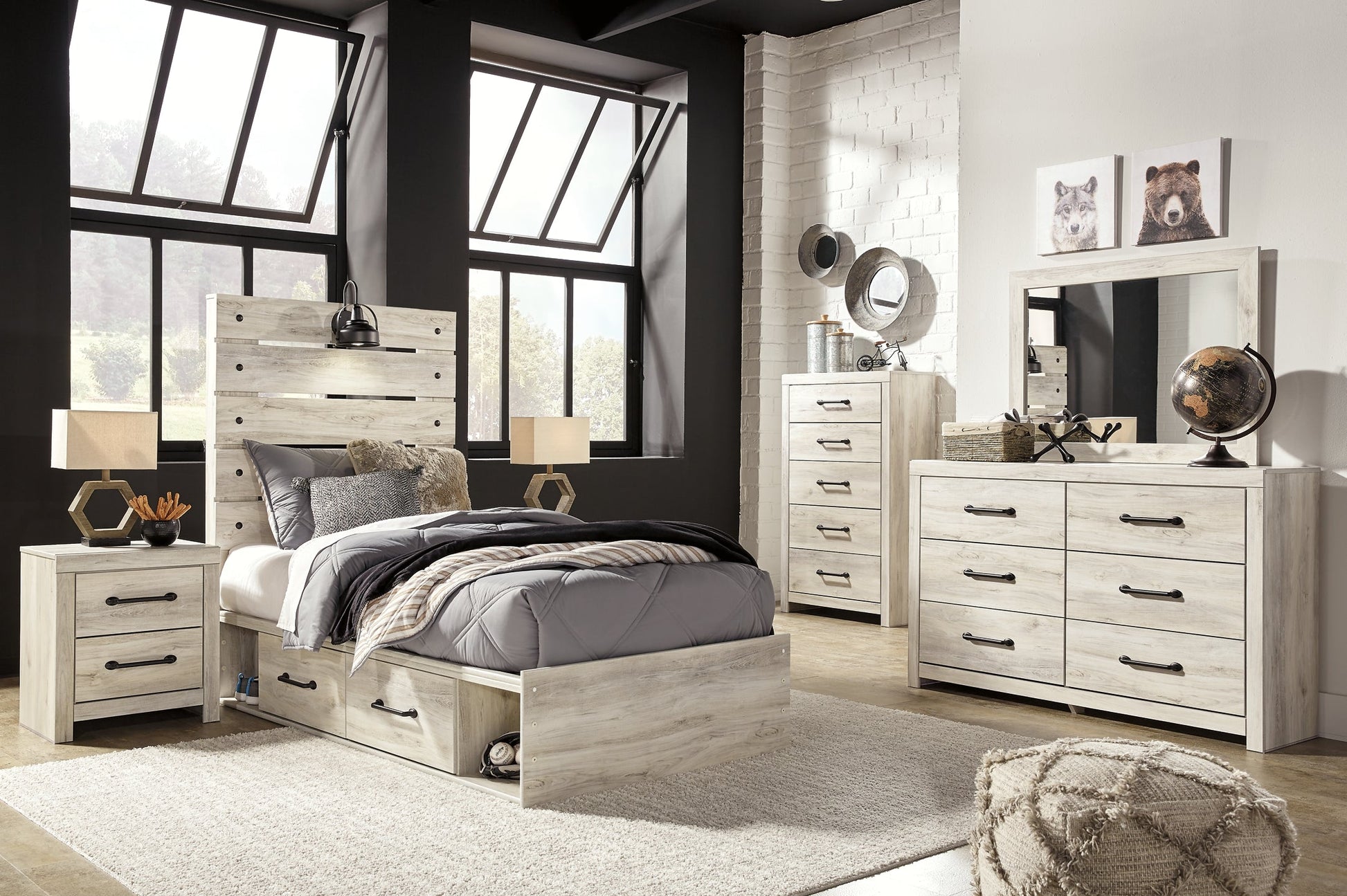 Cambeck Twin Panel Bed with 4 Storage Drawers with Mirrored Dresser, Chest and Nightstand Furniture Mart -  online today or in-store at our location in Duluth, Ga. Furniture Mart Georgia. View our lowest price today. Shop Now. 