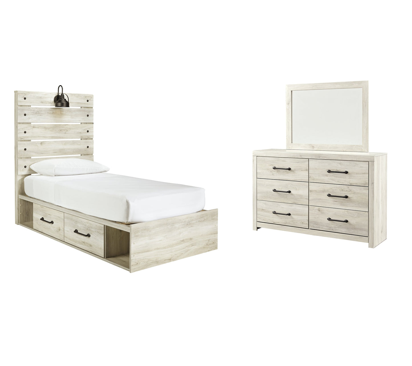 Cambeck Twin Panel Bed with 4 Storage Drawers with Mirrored Dresser Furniture Mart -  online today or in-store at our location in Duluth, Ga. Furniture Mart Georgia. View our lowest price today. Shop Now. 