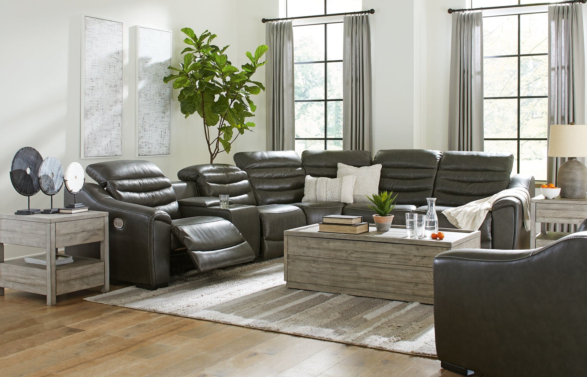 Center Line 6-Piece Sectional with Recliner Furniture Mart -  online today or in-store at our location in Duluth, Ga. Furniture Mart Georgia. View our lowest price today. Shop Now. 