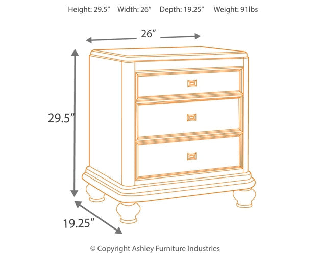 Coralayne Three Drawer Night Stand Furniture Mart -  online today or in-store at our location in Duluth, Ga. Furniture Mart Georgia. View our lowest price today. Shop Now. 