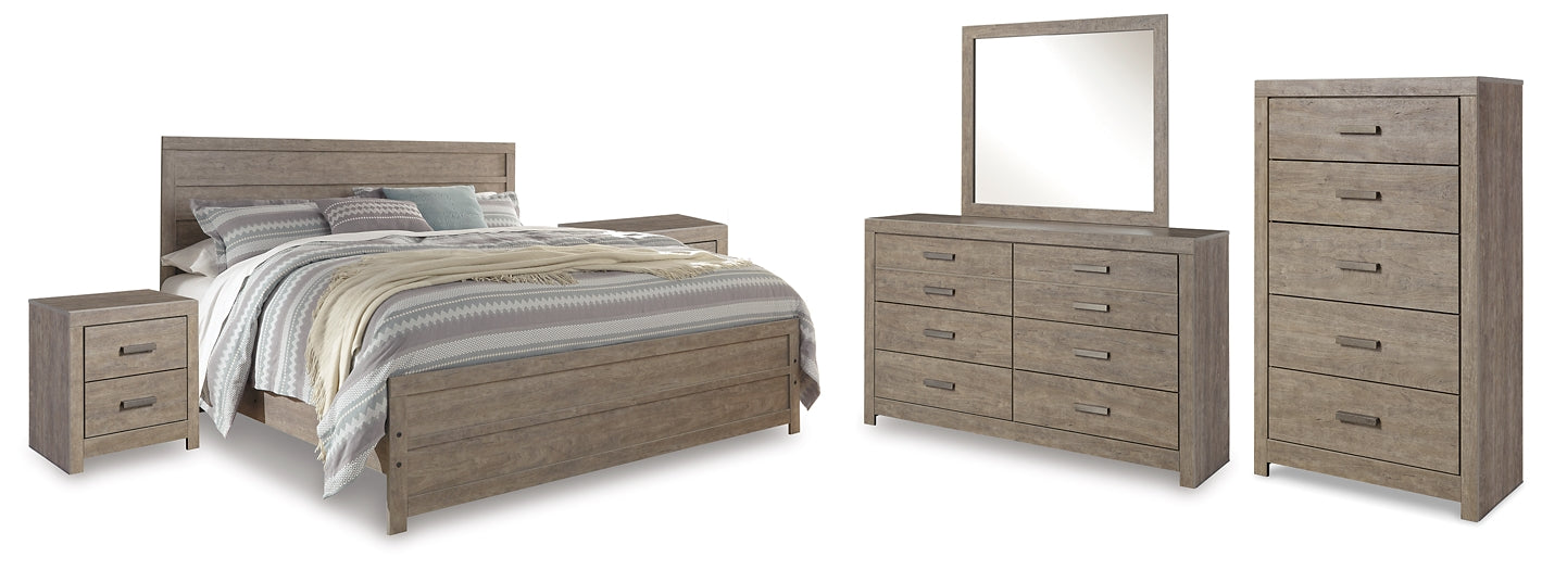 Culverbach King Panel Bed with Mirrored Dresser, Chest and 2 Nightstands Furniture Mart -  online today or in-store at our location in Duluth, Ga. Furniture Mart Georgia. View our lowest price today. Shop Now. 