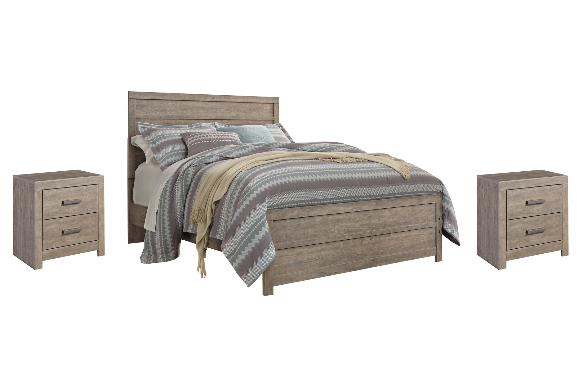 Culverbach Queen Panel Bed with 2 Nightstands Furniture Mart -  online today or in-store at our location in Duluth, Ga. Furniture Mart Georgia. View our lowest price today. Shop Now. 