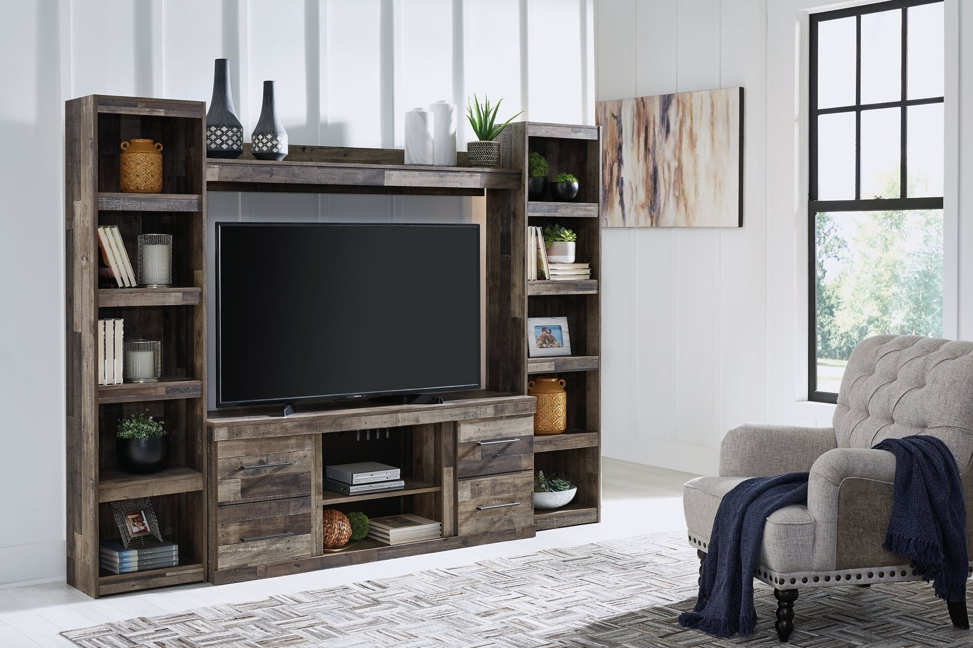 Derekson 4-Piece Entertainment Center Furniture Mart -  online today or in-store at our location in Duluth, Ga. Furniture Mart Georgia. View our lowest price today. Shop Now. 