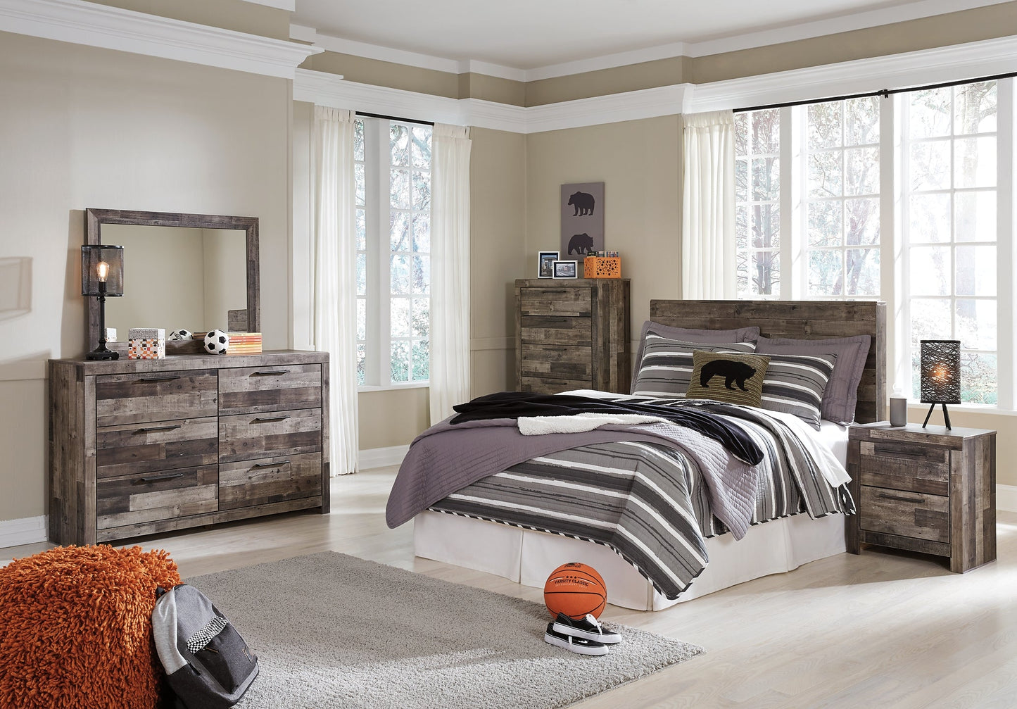 Derekson Full Panel Headboard with Mirrored Dresser, Chest and Nightstand Furniture Mart -  online today or in-store at our location in Duluth, Ga. Furniture Mart Georgia. View our lowest price today. Shop Now. 