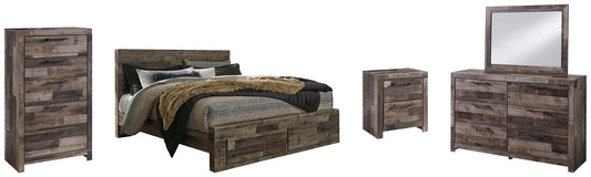 Derekson King Panel Bed with 2 Storage Drawers with Mirrored Dresser, Chest and Nightstand Furniture Mart -  online today or in-store at our location in Duluth, Ga. Furniture Mart Georgia. View our lowest price today. Shop Now. 