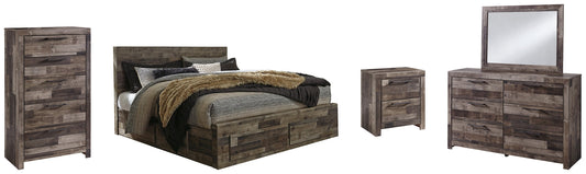 Derekson King Panel Bed with 4 Storage Drawers with Mirrored Dresser, Chest and Nightstand Furniture Mart -  online today or in-store at our location in Duluth, Ga. Furniture Mart Georgia. View our lowest price today. Shop Now. 