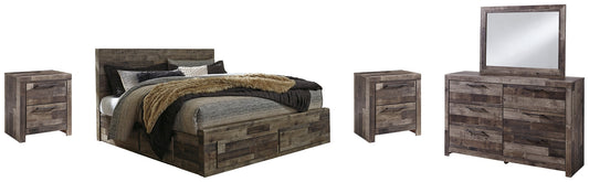 Derekson King Panel Bed with 6 Storage Drawers with Mirrored Dresser and 2 Nightstands Furniture Mart -  online today or in-store at our location in Duluth, Ga. Furniture Mart Georgia. View our lowest price today. Shop Now. 