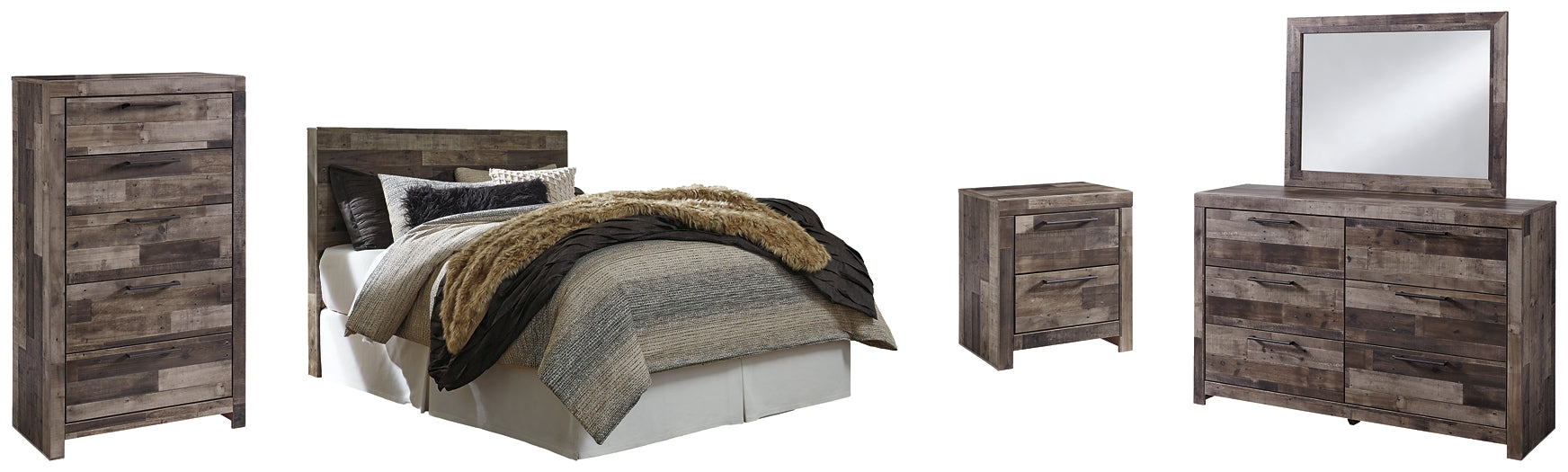 Derekson Queen/Full Panel Headboard with Mirrored Dresser, Chest and Nightstand Furniture Mart -  online today or in-store at our location in Duluth, Ga. Furniture Mart Georgia. View our lowest price today. Shop Now. 