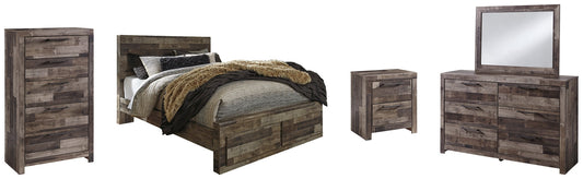 Derekson Queen Panel Bed with 2 Storage Drawers with Mirrored Dresser, Chest and Nightstand Furniture Mart -  online today or in-store at our location in Duluth, Ga. Furniture Mart Georgia. View our lowest price today. Shop Now. 