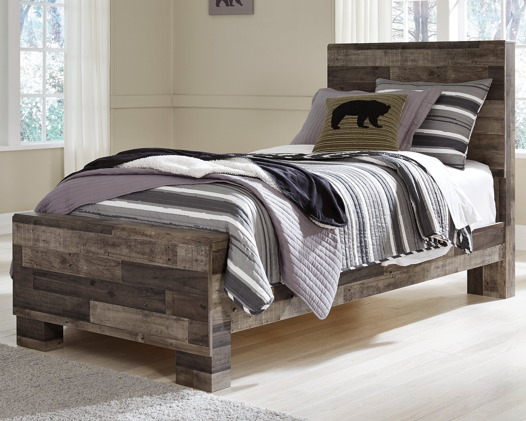 Derekson Twin Panel Bed with Mirrored Dresser and 2 Nightstands Furniture Mart -  online today or in-store at our location in Duluth, Ga. Furniture Mart Georgia. View our lowest price today. Shop Now. 