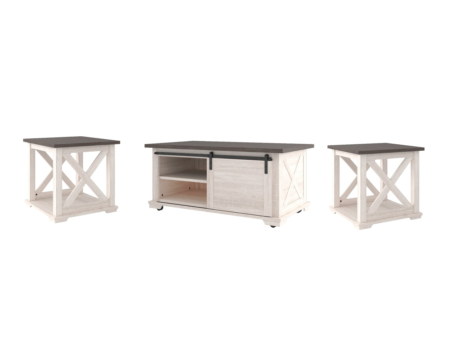 Dorrinson Coffee Table with 2 End Tables Furniture Mart -  online today or in-store at our location in Duluth, Ga. Furniture Mart Georgia. View our lowest price today. Shop Now. 