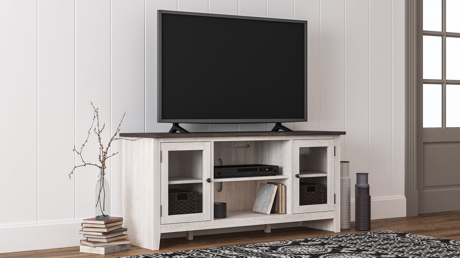 Dorrinson LG TV Stand w/Fireplace Option Furniture Mart -  online today or in-store at our location in Duluth, Ga. Furniture Mart Georgia. View our lowest price today. Shop Now. 