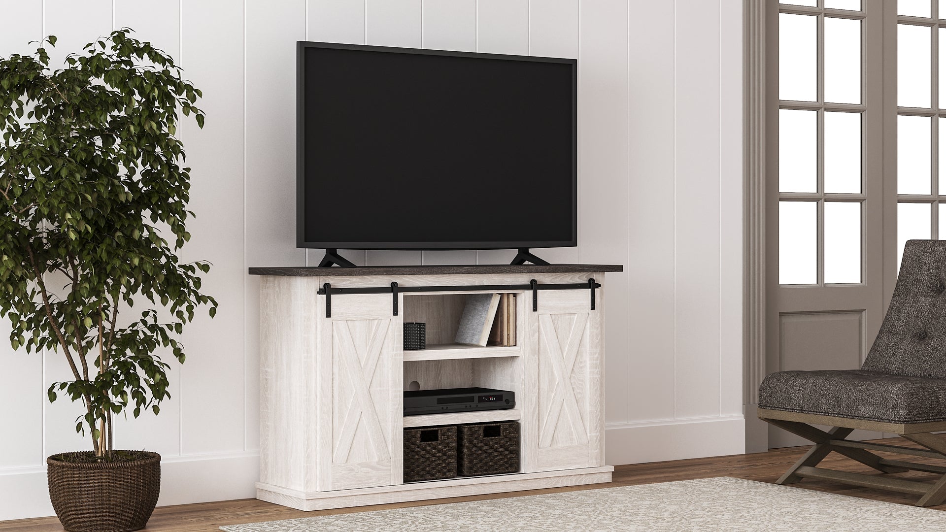 Dorrinson Medium TV Stand Furniture Mart -  online today or in-store at our location in Duluth, Ga. Furniture Mart Georgia. View our lowest price today. Shop Now. 
