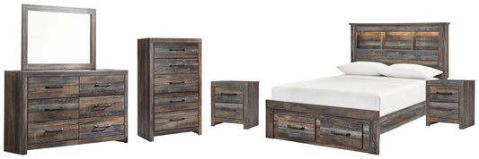 Drystan Full Bookcase Bed with 2 Storage Drawers with Mirrored Dresser, Chest and 2 Nightstands Furniture Mart -  online today or in-store at our location in Duluth, Ga. Furniture Mart Georgia. View our lowest price today. Shop Now. 