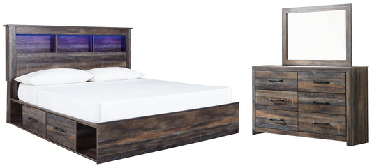 Drystan King Bookcase Bed with 2 Storage Drawers with Mirrored Dresser Furniture Mart -  online today or in-store at our location in Duluth, Ga. Furniture Mart Georgia. View our lowest price today. Shop Now. 