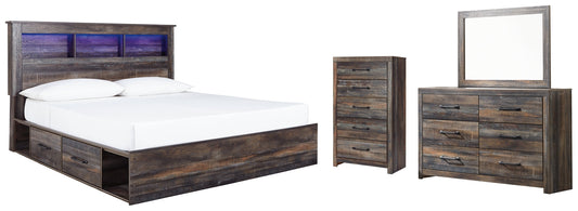 Drystan King Bookcase Bed with 2 Storage Drawers with Mirrored Dresser and Chest Furniture Mart -  online today or in-store at our location in Duluth, Ga. Furniture Mart Georgia. View our lowest price today. Shop Now. 