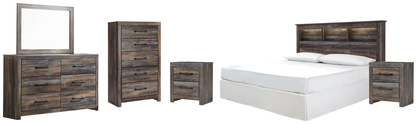 Drystan King/California King Bookcase Headboard with Mirrored Dresser, Chest and 2 Nightstands Furniture Mart -  online today or in-store at our location in Duluth, Ga. Furniture Mart Georgia. View our lowest price today. Shop Now. 