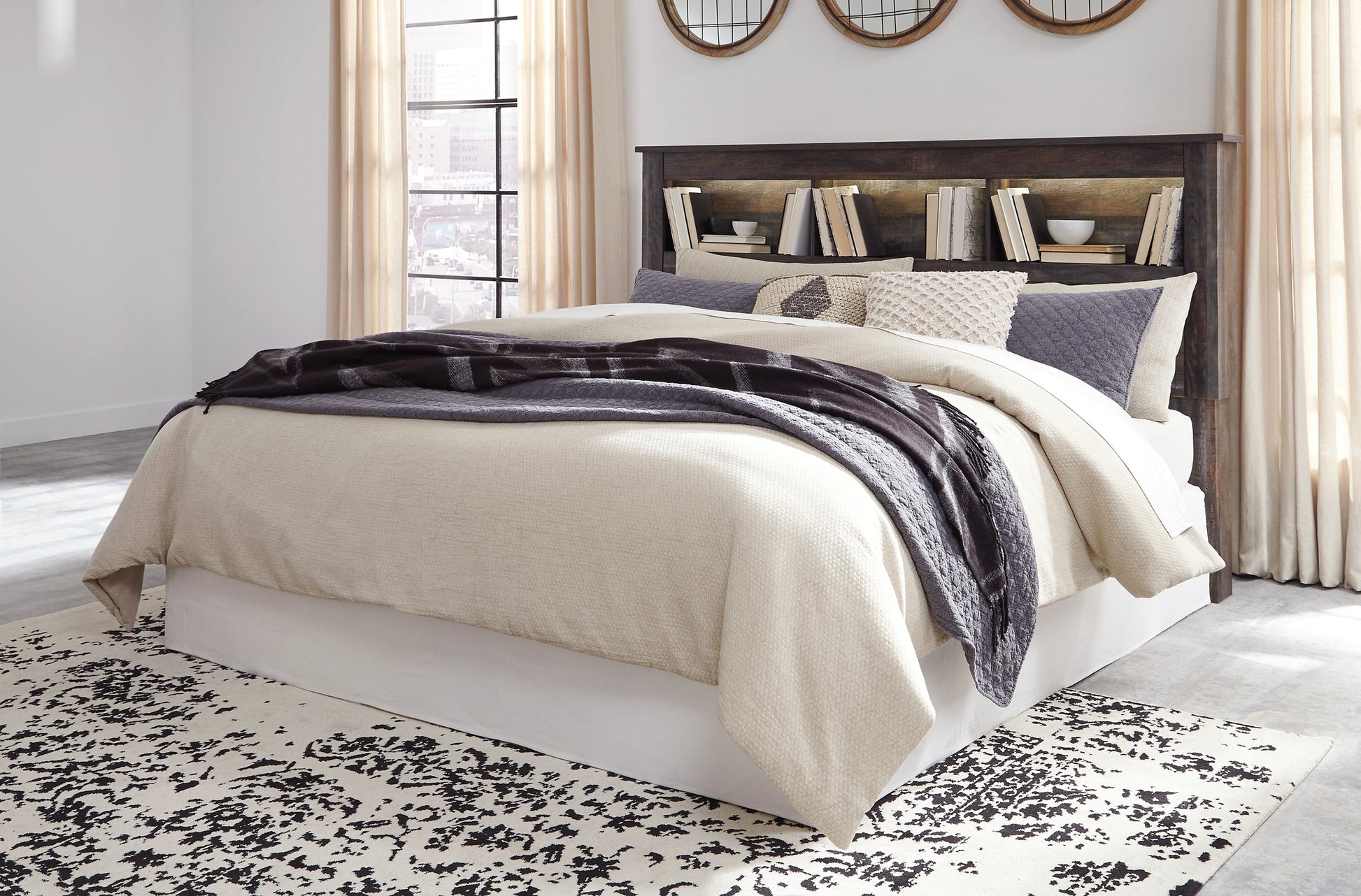 Drystan King/California King Bookcase Headboard with Mirrored Dresser Furniture Mart -  online today or in-store at our location in Duluth, Ga. Furniture Mart Georgia. View our lowest price today. Shop Now. 