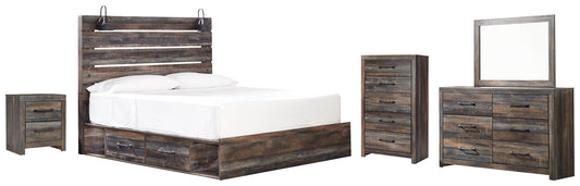 Drystan King Panel Bed with 4 Storage Drawers with Mirrored Dresser, Chest and Nightstand Furniture Mart -  online today or in-store at our location in Duluth, Ga. Furniture Mart Georgia. View our lowest price today. Shop Now. 