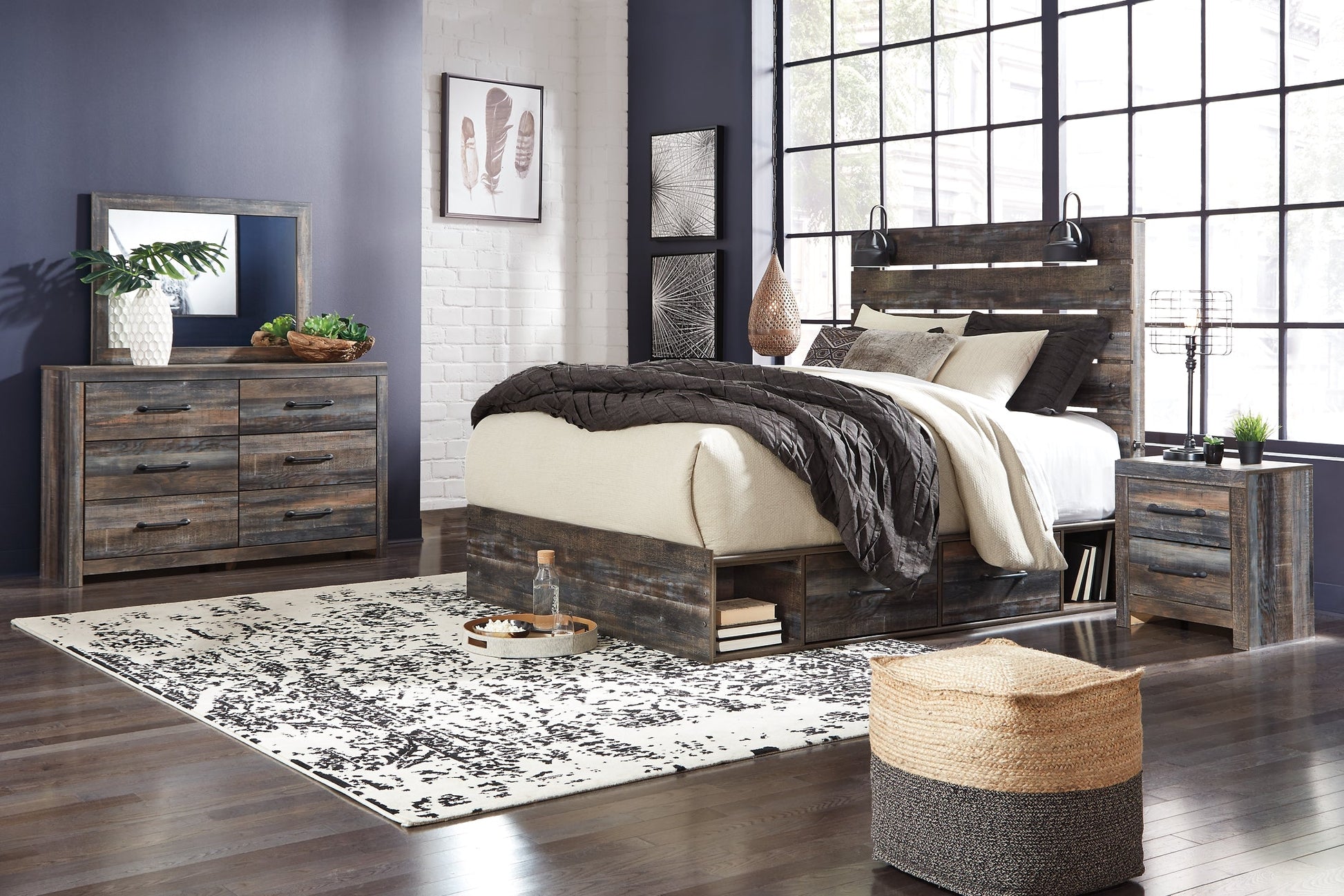 Drystan King Panel Bed with Mirrored Dresser, Chest and 2 Nightstands Furniture Mart -  online today or in-store at our location in Duluth, Ga. Furniture Mart Georgia. View our lowest price today. Shop Now. 