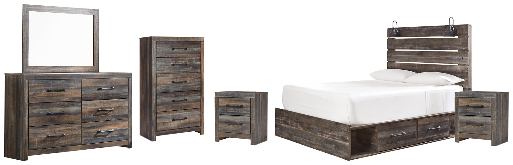 Drystan King Panel Bed with Mirrored Dresser, Chest and 2 Nightstands Furniture Mart -  online today or in-store at our location in Duluth, Ga. Furniture Mart Georgia. View our lowest price today. Shop Now. 