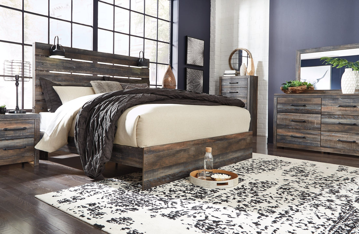 Drystan King Panel Bed with Mirrored Dresser, Chest and Nightstand Furniture Mart -  online today or in-store at our location in Duluth, Ga. Furniture Mart Georgia. View our lowest price today. Shop Now. 