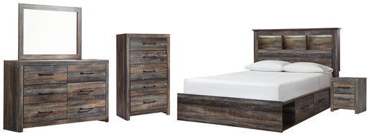 Drystan Queen Bookcase Bed with 2 Storage Drawers with Mirrored Dresser, Chest and Nightstand Furniture Mart -  online today or in-store at our location in Duluth, Ga. Furniture Mart Georgia. View our lowest price today. Shop Now. 