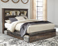 Drystan Queen Bookcase Bed with 2 Storage Drawers with Mirrored Dresser and 2 Nightstands Furniture Mart -  online today or in-store at our location in Duluth, Ga. Furniture Mart Georgia. View our lowest price today. Shop Now. 