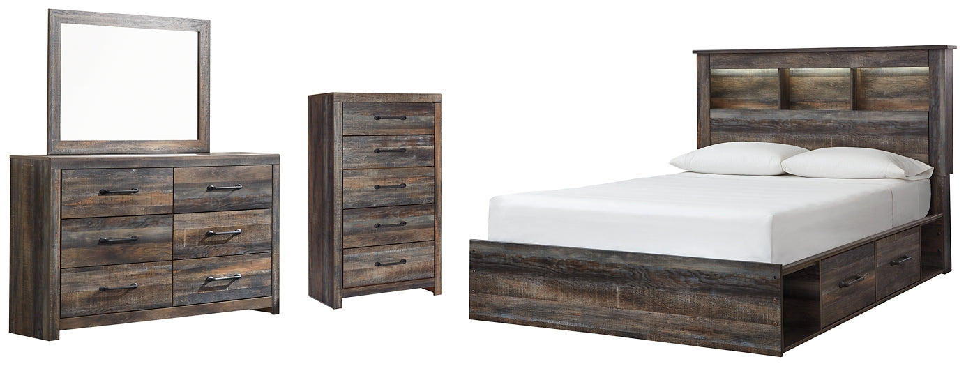 Drystan Queen Bookcase Bed with 2 Storage Drawers with Mirrored Dresser and Chest Furniture Mart -  online today or in-store at our location in Duluth, Ga. Furniture Mart Georgia. View our lowest price today. Shop Now. 
