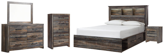 Drystan Queen Bookcase Bed with 4 Storage Drawers with Mirrored Dresser, Chest and Nightstand Furniture Mart -  online today or in-store at our location in Duluth, Ga. Furniture Mart Georgia. View our lowest price today. Shop Now. 