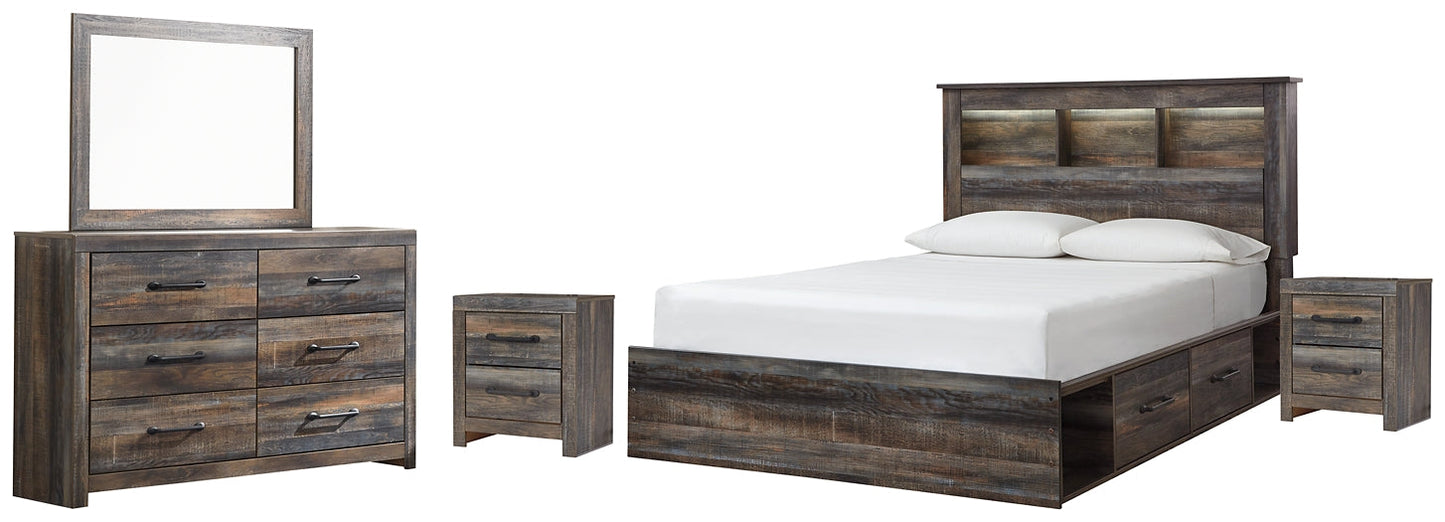 Drystan Queen Bookcase Bed with 4 Storage Drawers with Mirrored Dresser and 2 Nightstands Furniture Mart -  online today or in-store at our location in Duluth, Ga. Furniture Mart Georgia. View our lowest price today. Shop Now. 
