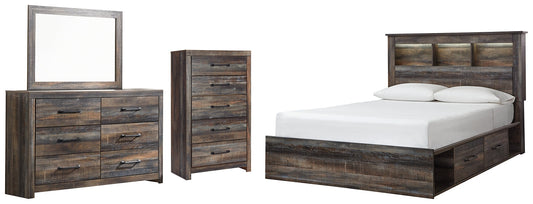 Drystan Queen Bookcase Bed with 4 Storage Drawers with Mirrored Dresser and Chest Furniture Mart -  online today or in-store at our location in Duluth, Ga. Furniture Mart Georgia. View our lowest price today. Shop Now. 