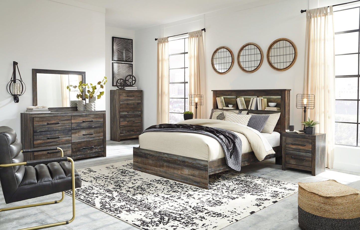 Drystan Queen/Full Bookcase Headboard with Mirrored Dresser, Chest and 2 Nightstands Furniture Mart -  online today or in-store at our location in Duluth, Ga. Furniture Mart Georgia. View our lowest price today. Shop Now. 