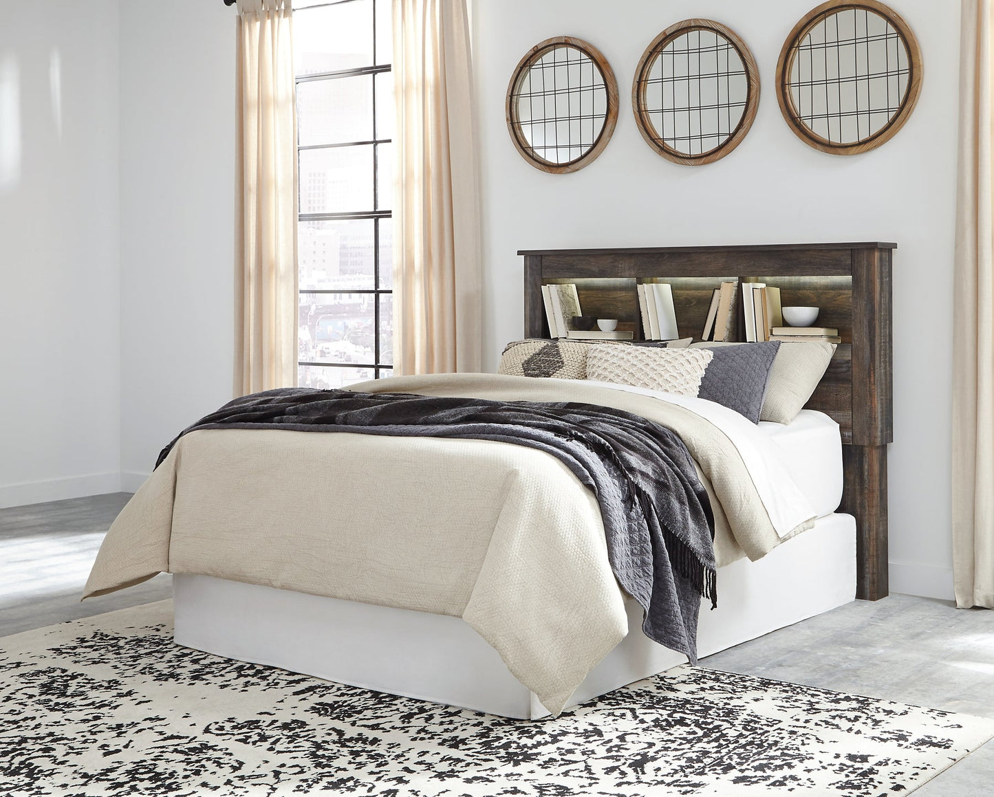 Drystan Queen/Full Bookcase Headboard with Mirrored Dresser, Chest and Nightstand Furniture Mart -  online today or in-store at our location in Duluth, Ga. Furniture Mart Georgia. View our lowest price today. Shop Now. 