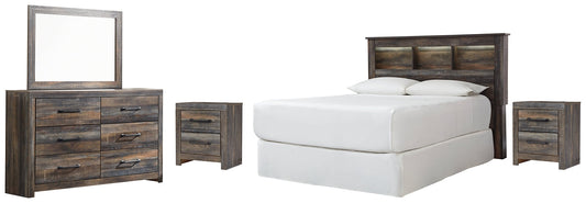 Drystan Queen/Full Bookcase Headboard with Mirrored Dresser and 2 Nightstands Furniture Mart -  online today or in-store at our location in Duluth, Ga. Furniture Mart Georgia. View our lowest price today. Shop Now. 